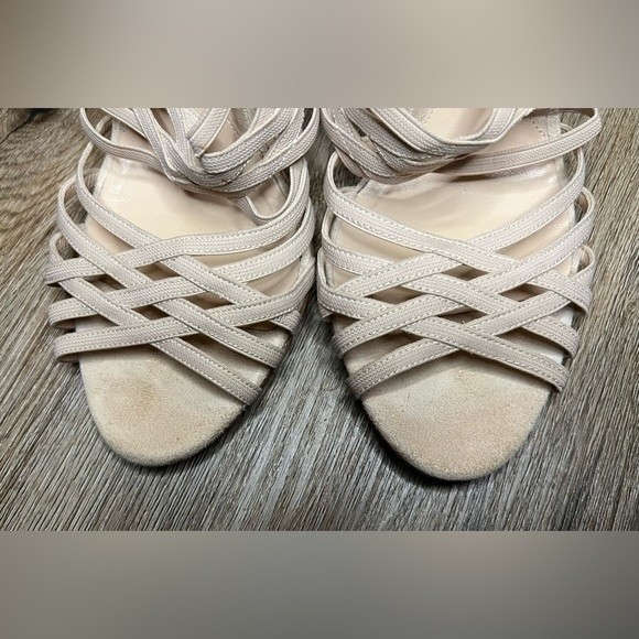 Authentic Fendi Beige Suede Strappy Platform Sandals Slingback Heels Size 11 - Picture 4 of 11
